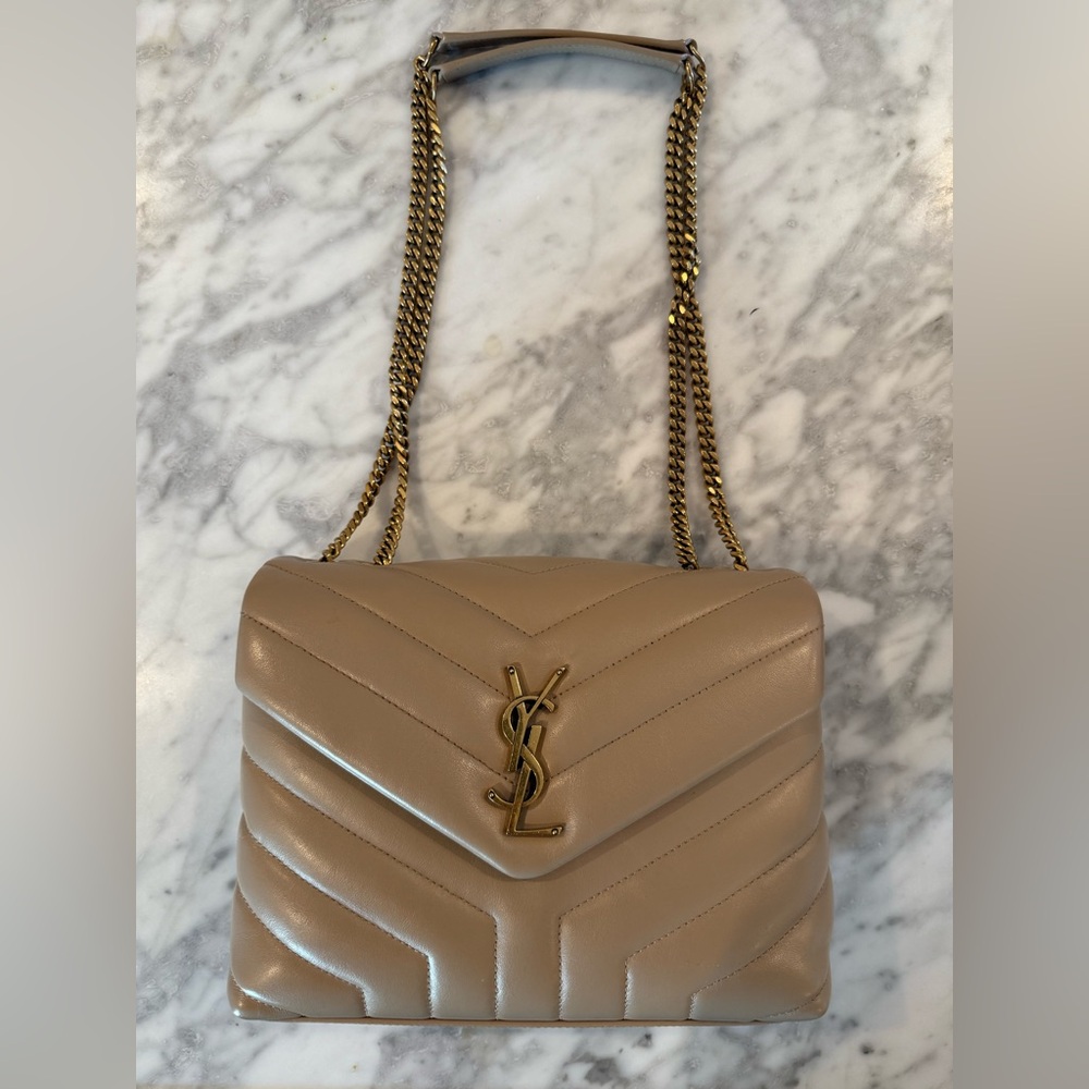 Saint Laurent Loulou Small Crossbody in Beige